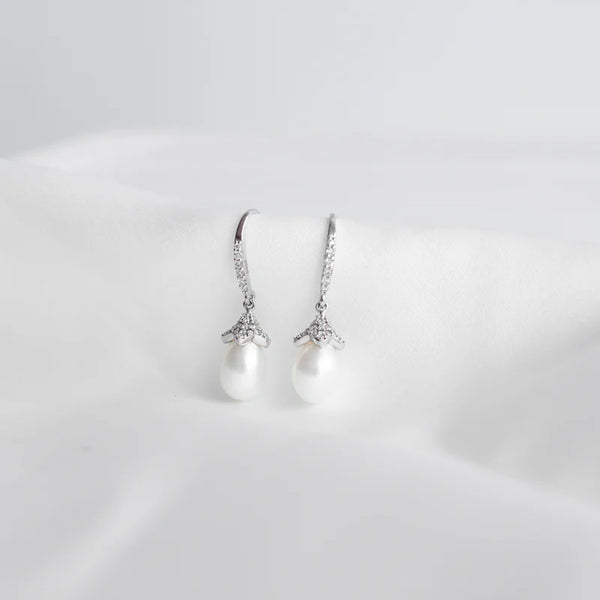 Joyería Aretes Perla Plata