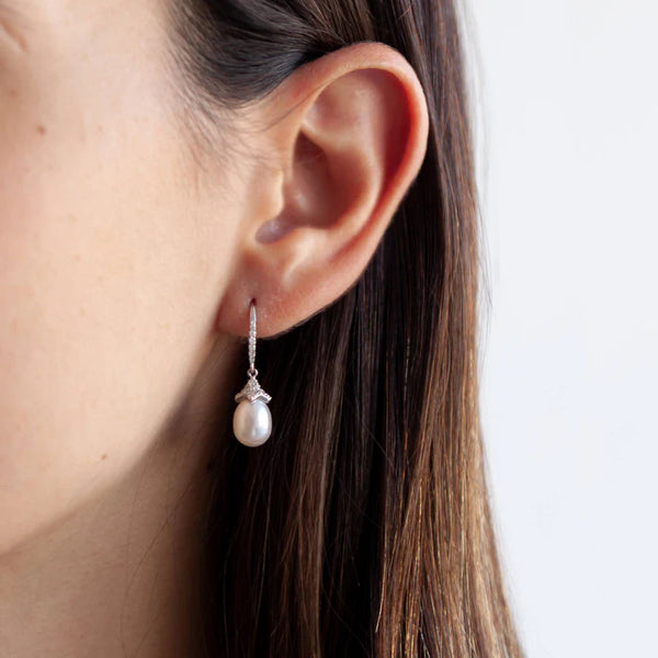 Joyería Aretes Perla Plata