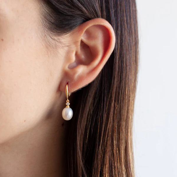 Joyería Aretes Perla Oro