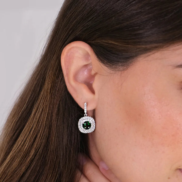 Joyería Aretes Halo Verdes
